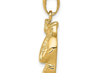 14k Solid Polished Open-Backed Boxing Gloves Pendant (Style C2642)