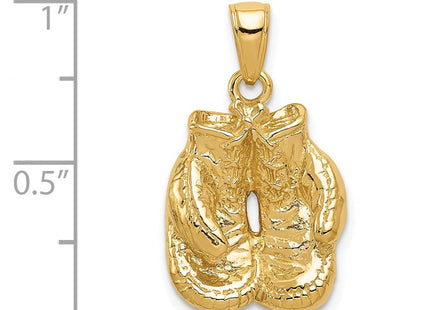 14k Solid Polished Open-Backed Boxing Gloves Pendant (Style C2642)