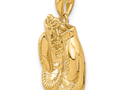 14k Solid Polished Open-Backed Boxing Gloves Pendant, 24 x 17mm