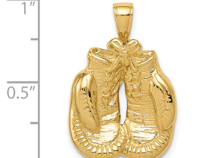 14k Solid Polished Open-Backed Boxing Gloves Pendant, 24 x 17mm