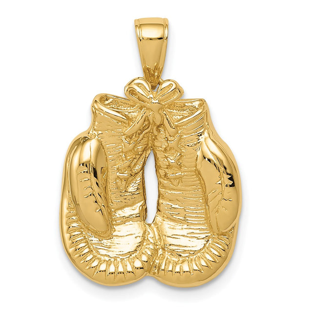 14k Solid Polished Open-Backed Boxing Gloves Pendant, 24 x 17mm