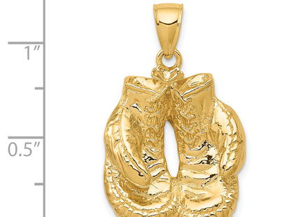 14k Solid Polished Open-Backed Boxing Gloves Pendant, 35 x 19mm