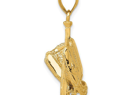 14K Polished 3-D Glove/Bat/Baseball Pendant (Style C2657)