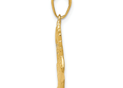 14k Polished Running Shoe Pendant, 25 x 15mm