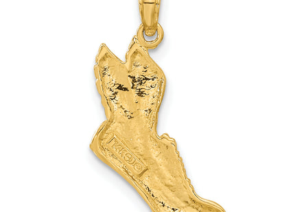 14k Polished Running Shoe Pendant, 25 x 15mm
