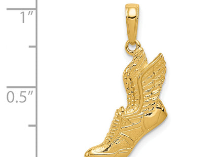 14k Polished Running Shoe Pendant, 25 x 15mm