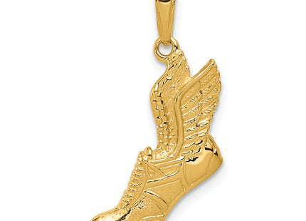 14k Polished Running Shoe Pendant, 25 x 15mm