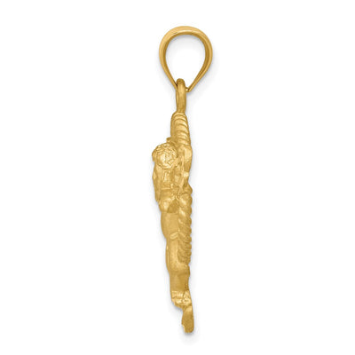 14K Satin Angel in Circle Pendant