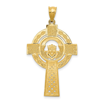 14K Celtic Claddagh Cross Pendant