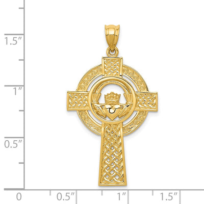 14K Celtic Claddagh Cross Pendant