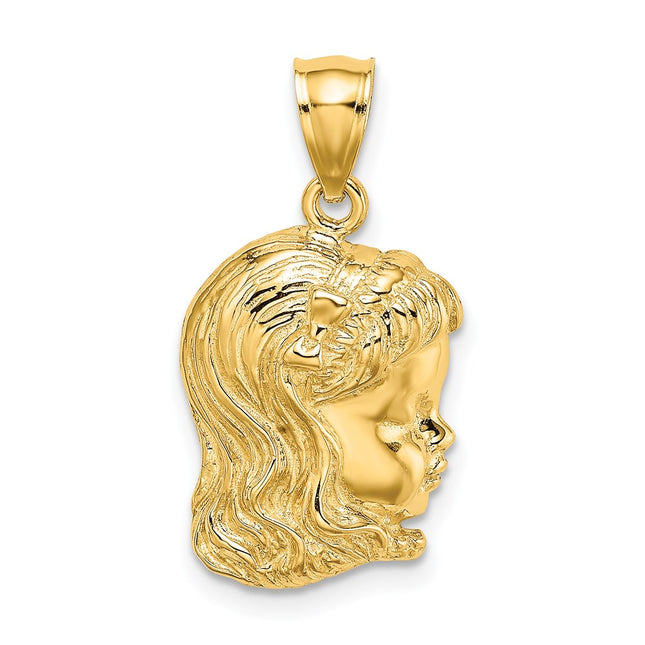 14k Girl Head Charm, 22.5 x 12.6mm