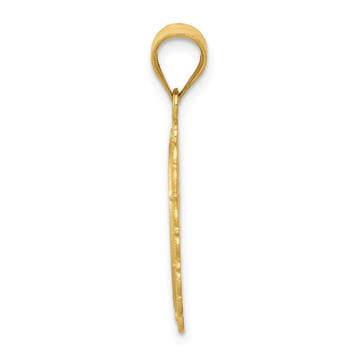 14K Solid Satin Polished Taurus Zodiac Oval Pendant