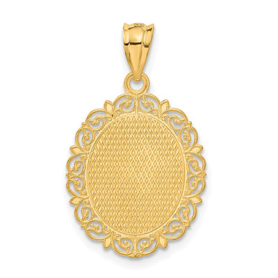 14K Solid Satin Polished Taurus Zodiac Oval Pendant