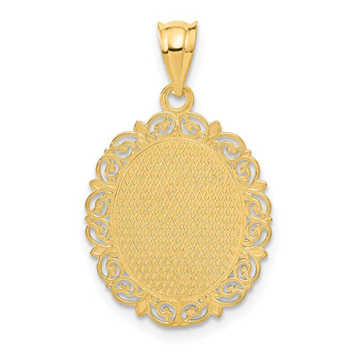 14K Solid Satin Polished Virgo Zodiac Oval Pendant