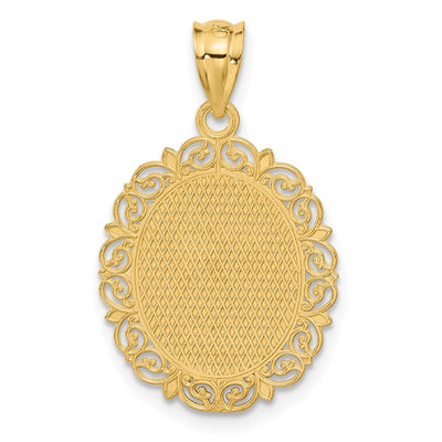 14K Solid Satin Polished Libra Zodiac Oval Pendant