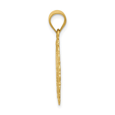14K Solid Satin Polished Sagittarius Zodiac Oval Pendant