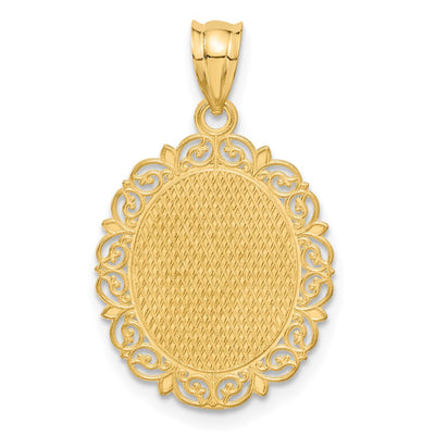 14K Solid Satin Polished Capricorn Zodiac Oval Pendant