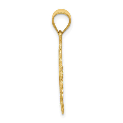14K Solid Satin Polished Aquarius Zodiac Oval Pendant