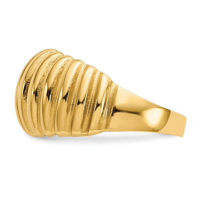 14K High Polished Ribbed Dome Ring