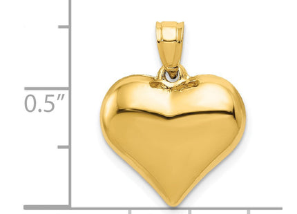14K Polished 3-D Puffed Heart Pendant (Style C2909)