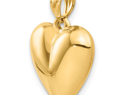 14K Polished 3-D Puffed Heart Pendant (Style C2911)