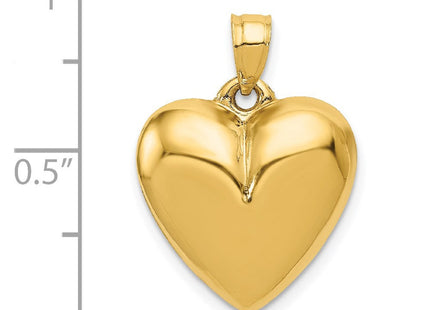 14K Polished 3-D Puffed Heart Pendant (Style C2911)