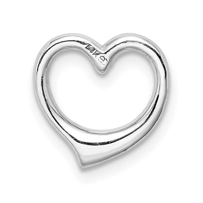 14K White Gold Polished Heart Chain Slide, 12 x 12mm
