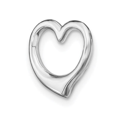 14K White Gold Polished Heart Chain Slide, 12 x 12mm