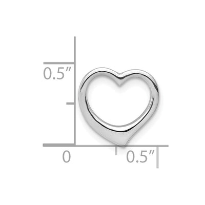 14K White Gold Polished Heart Chain Slide, 12 x 12mm