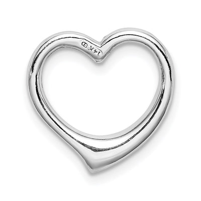 14K White Gold Polished Heart Chain Slide, 15.5 x 15.5mm