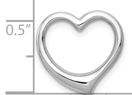 14K White Gold Polished Heart Chain Slide, 15.5 x 15.5mm