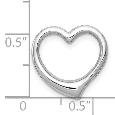 14K White Gold Polished Heart Chain Slide, 15.5 x 15.5mm