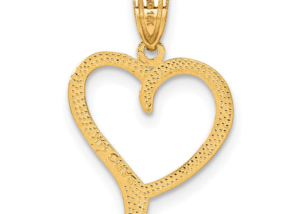14K Polished Heart Pendant, 25 x 15mm