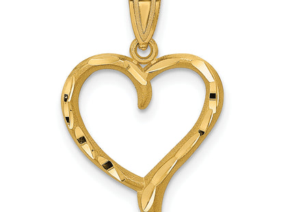 14K Polished Heart Pendant, 25 x 15mm