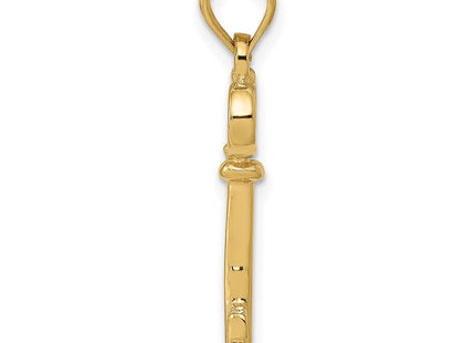 14K gold key charm, alternate view
