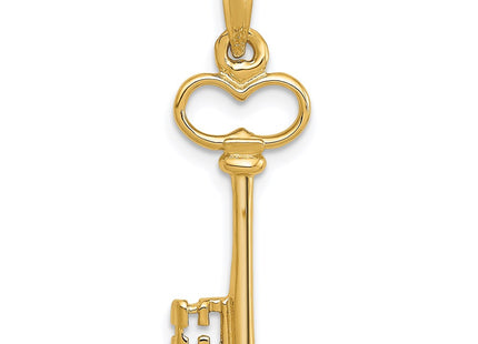 14K gold key charm, another view