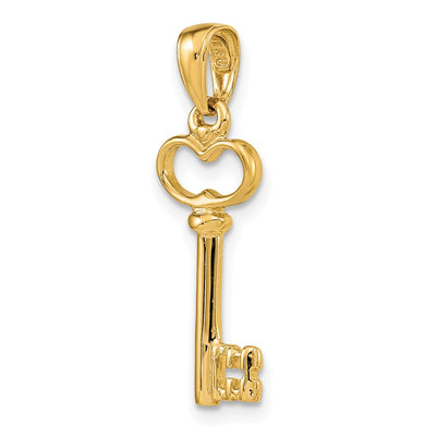 14K Polished 3-D Key Charm, 26 x 8mm