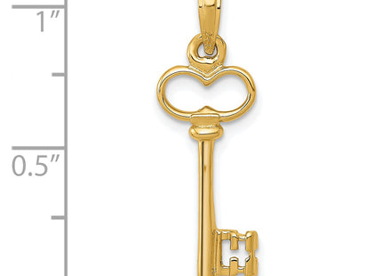 14K Polished 3-D Key Charm, 26 x 8mm