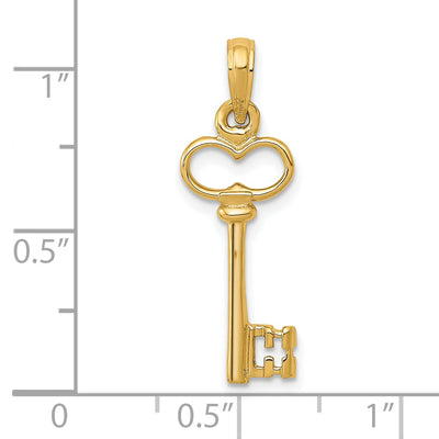 14K Polished 3-D Key Charm, 26 x 8mm