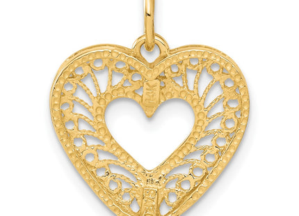 14K gold heart pendant, another view