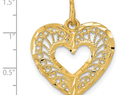 14K Polished Heart Pendant, 21 x 17mm