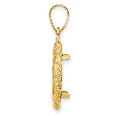 Wideband Distinguished Coin Jewelry 14K Polished Rope Prong Coin Bezel Pendant, 28.65 x 18.75mm