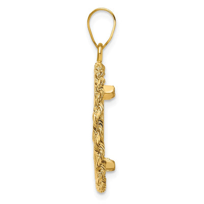 Wideband Distinguished Coin Jewelry 14K Polished Rope Prong Coin Bezel Pendant, 32.1 x 21.1mm