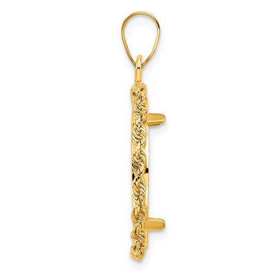 Wideband Distinguished Coin Jewelry 14K Polished Rope Prong Coin Bezel Pendant, 31.9 x 22.7mm