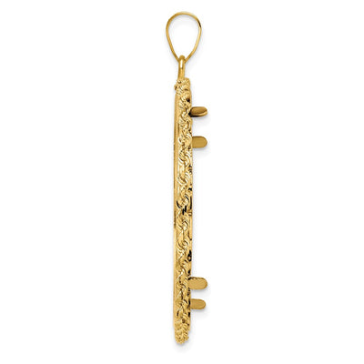 Wideband Distinguished Coin Jewelry 14K Polished Rope Prong Coin Bezel Pendant, 48.6 x 36.5mm