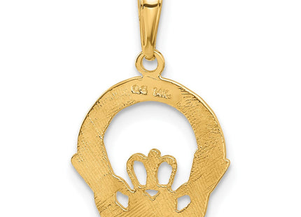 14K gold claddagh charm, another view