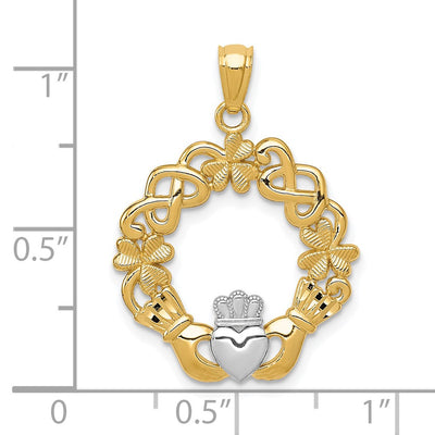 14K Rhodium Claddagh Pendant