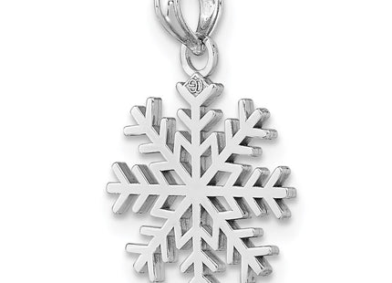 14K white gold snowflake pendant, further view