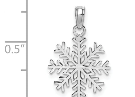 14k White Gold Snowflake Pendant, 18 x 13.8mm