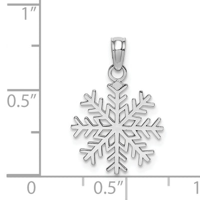 14K White Gold Snowflake Pendant, 18 x 13.8mm
